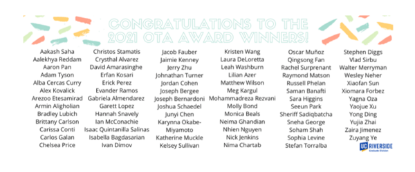 For a text version of the winners go to https://tadp.ucr.edu/teaching-awards/outstanding-teaching-assistant-awards